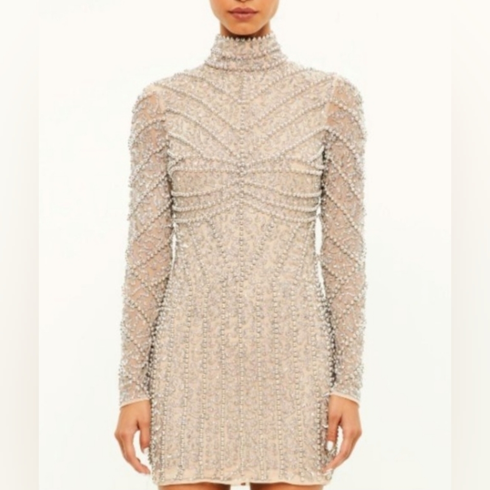 Peace & Love Long Sleeved High Neck Sequin Party Dress Size 10 
